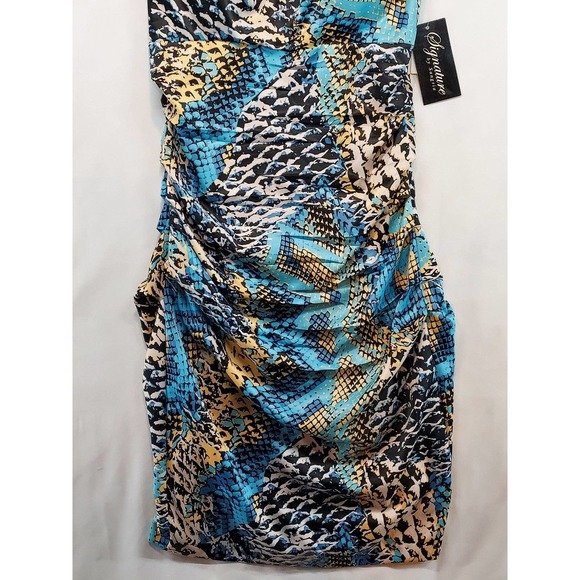 Signature by Sangria Black + Turquoise Modern Social Dress Size 10 NWT - Picture 3 of 7